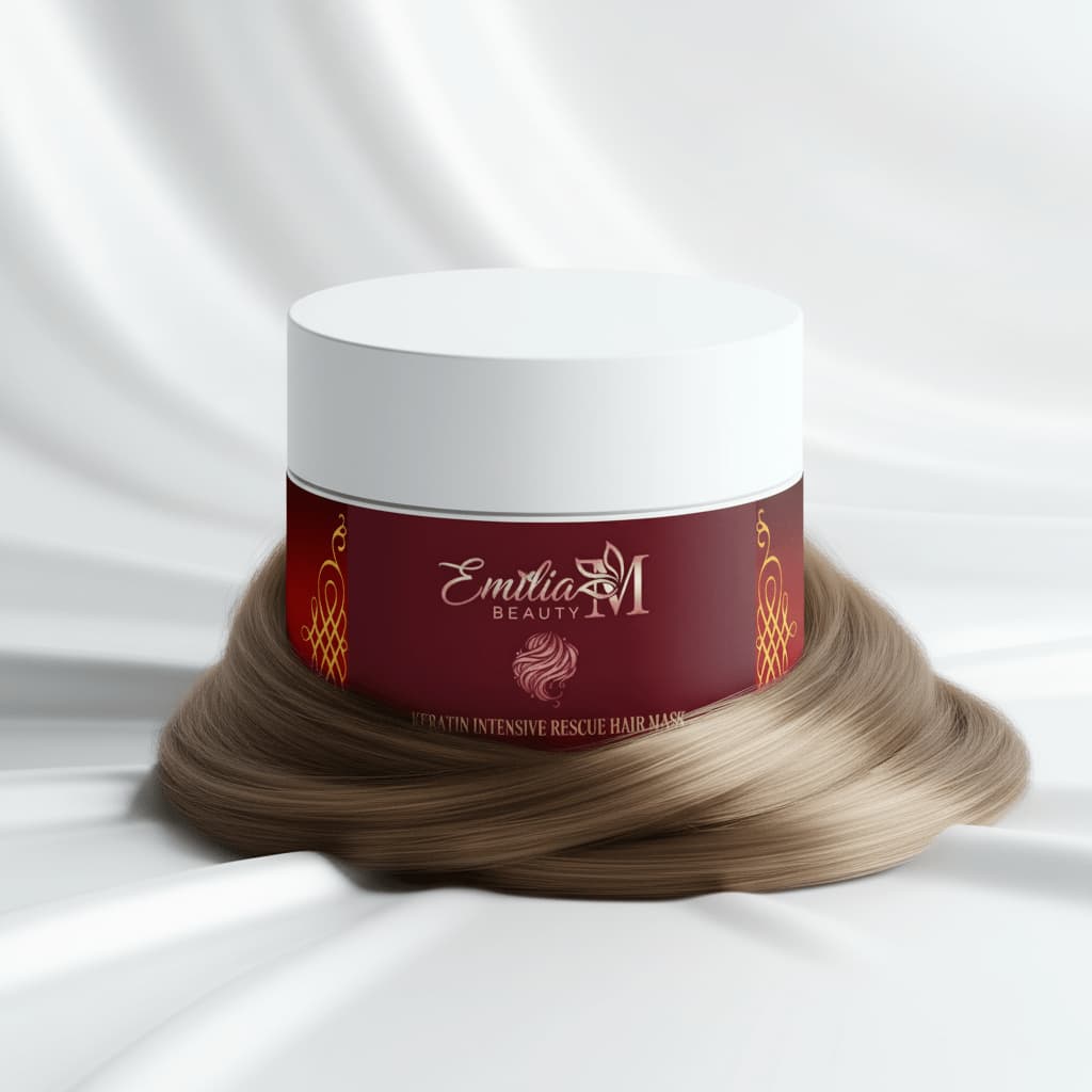 Emilia M Beauty Keratin Intensive Rescue Hair Mask 175ml with silky smooth hair strands, intensive hair repair treatment