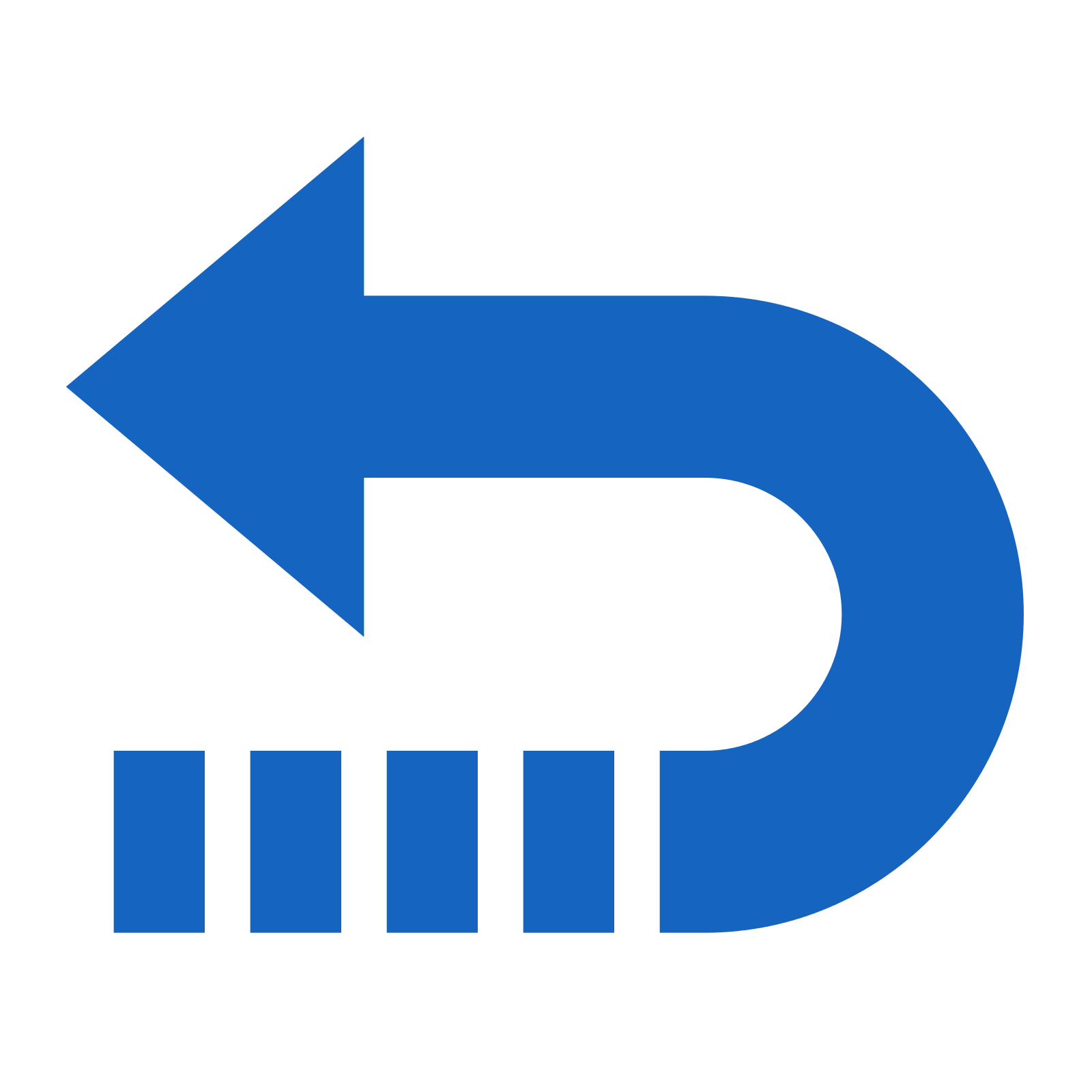 Emilia M Beauty Blue leftward arrow icon on a white background