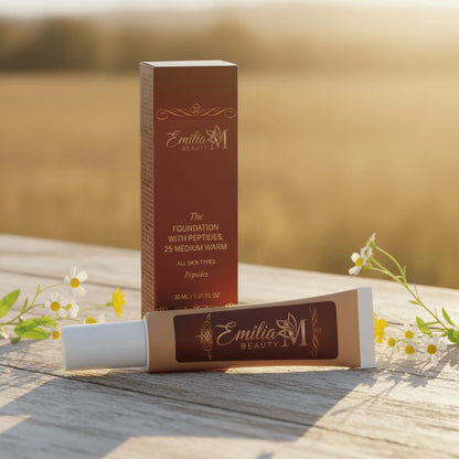 Emilia M Beauty Foundation with Peptides 25 Medium Warm peptide-enriched formula nourishes while you wear it 30ml