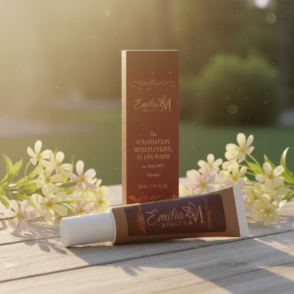 Emilia M Beauty Foundation with Peptides 35 Tan Warm peptide-enriched formula nourishes while you wear it 30ml