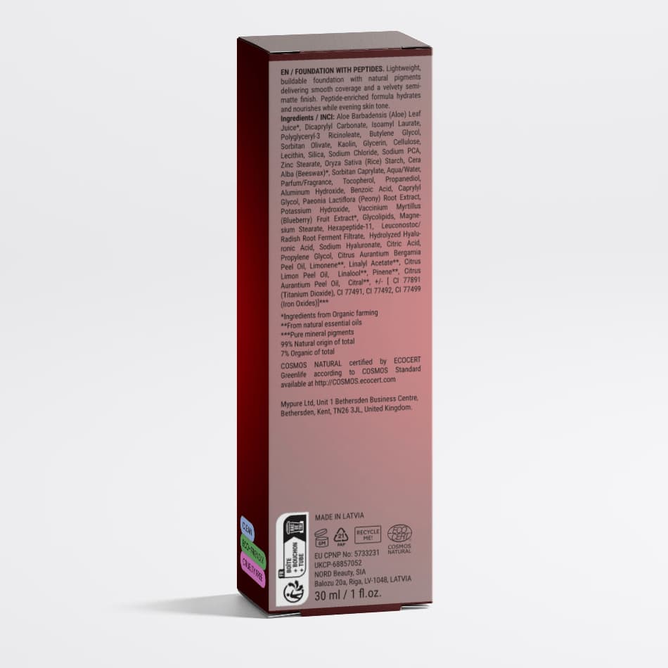 Emilia M Beauty Foundation with Peptides 35 Tan Warm ingredients and product details 30ml