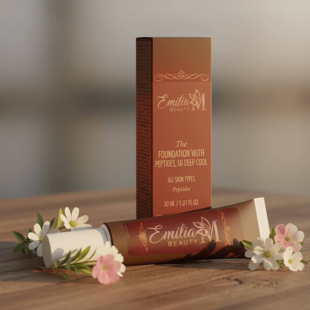 Emilia M Beauty Foundation with Peptides 50 Deep Cool peptide-enriched formula nourishes while you wear it 30ml