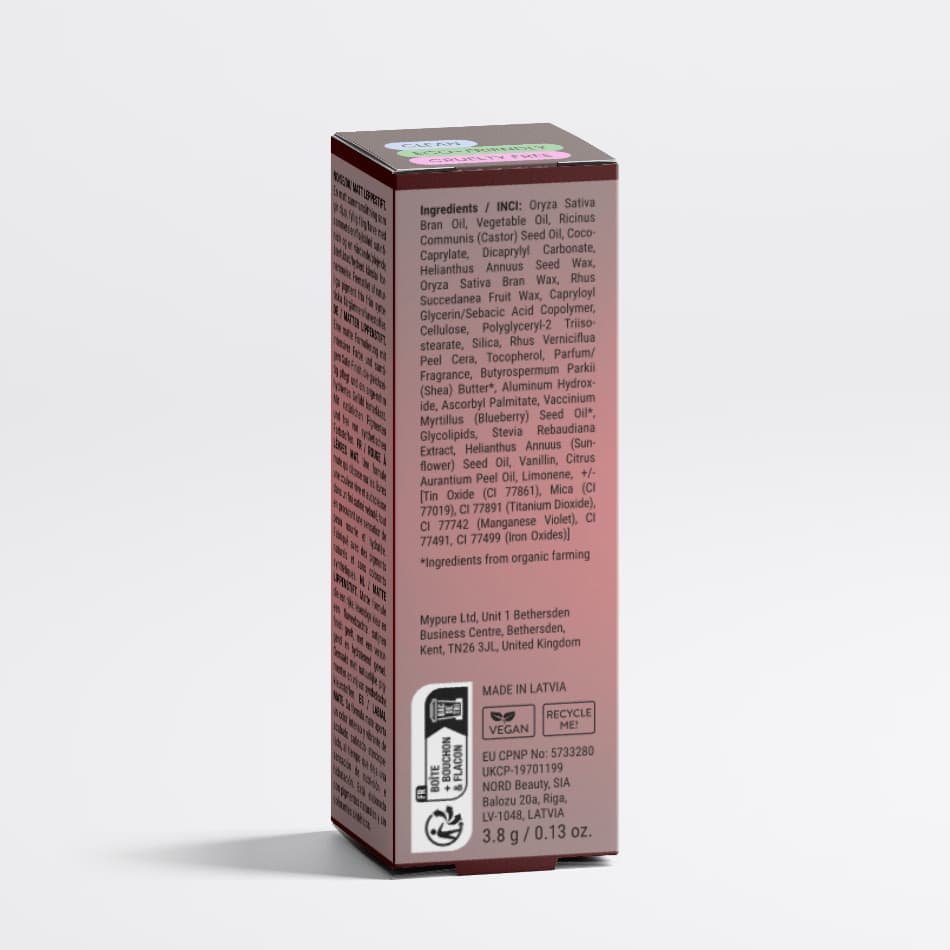 Emilia M Beauty Matte Lipstick Dusty Rose ingredients and product details 4g