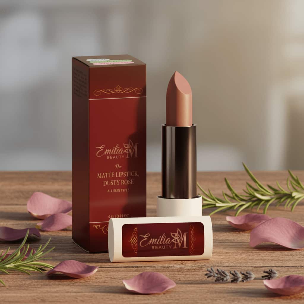 Emilia M Beauty Matte Lipstick Dusty Rose rich long-lasting colour velvety matte finish 4g