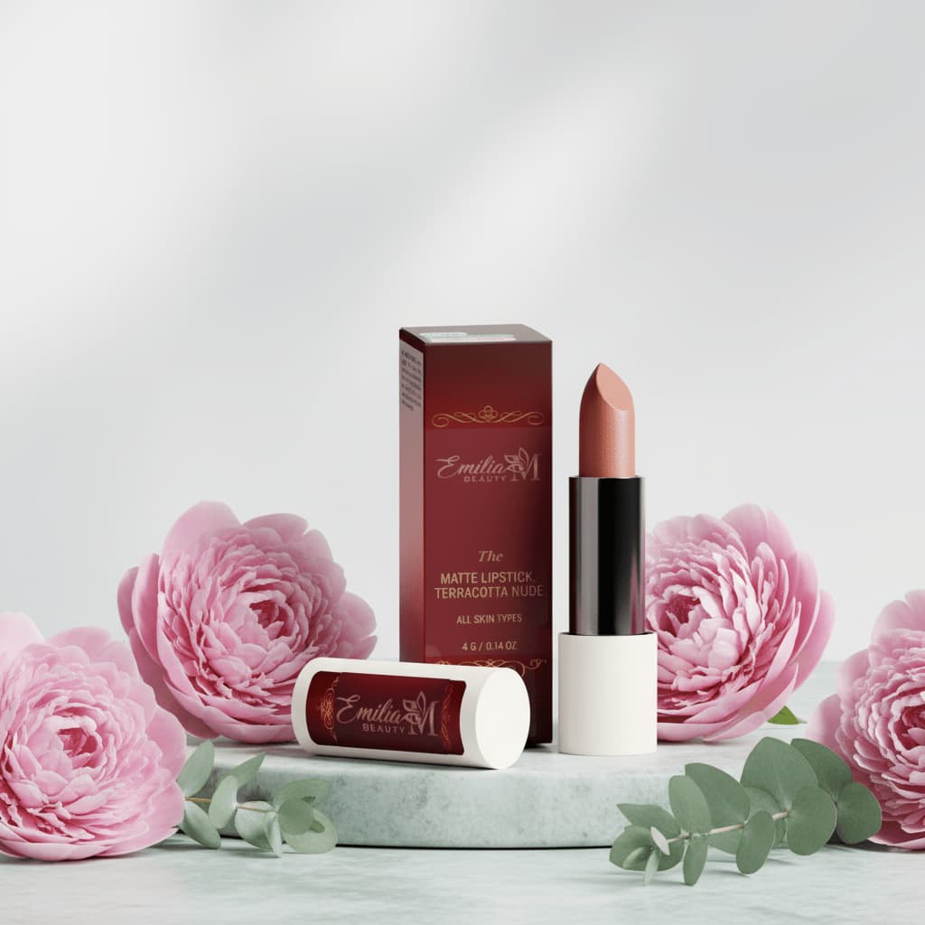 Emilia M Beauty Matte Lipstick Terracotta Nude clean vegan formula works with every skin tone 4g
