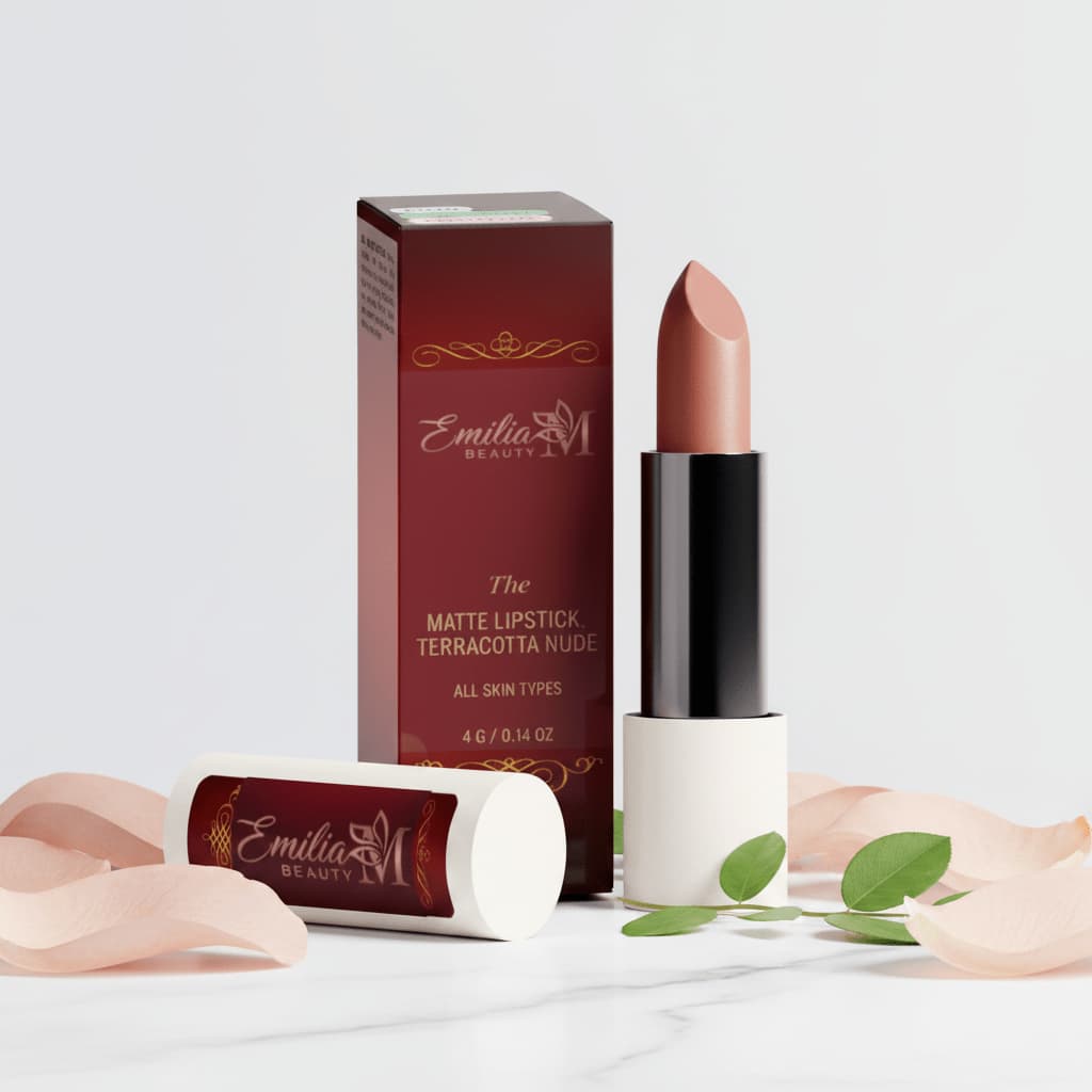 Emilia M Beauty Matte Lipstick Terracotta Nude velvety matte finish comfortable all day wear 4g