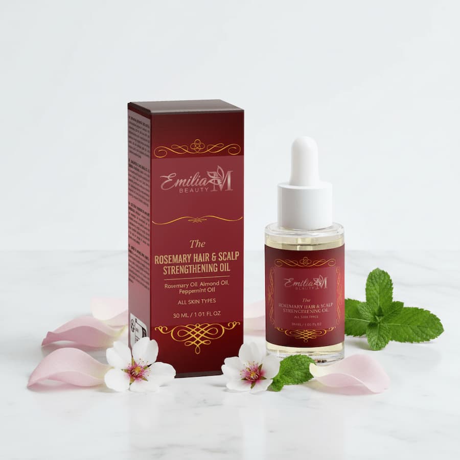 Emilia M Beauty Rosemary Hair and Scalp Strengthening Oil nourishes and strengthens hair roots 30ml
