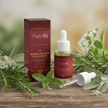 Emilia M Beauty Rosemary Hair and Scalp Strengthening Oil with Rosemary Almond and Peppermint Oil 30ml