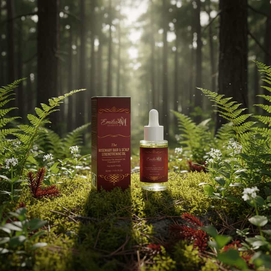 Emilia M Beauty Rosemary Hair and Scalp Strengthening Oil for visibly thicker resilient hair 30ml