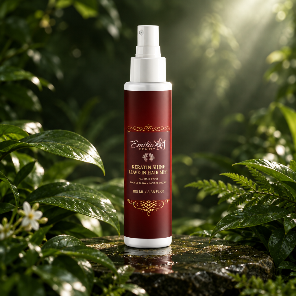 Emilia M Beauty Keratin Shine Leave-In Hair Mist for smooth and shiny-looking hair