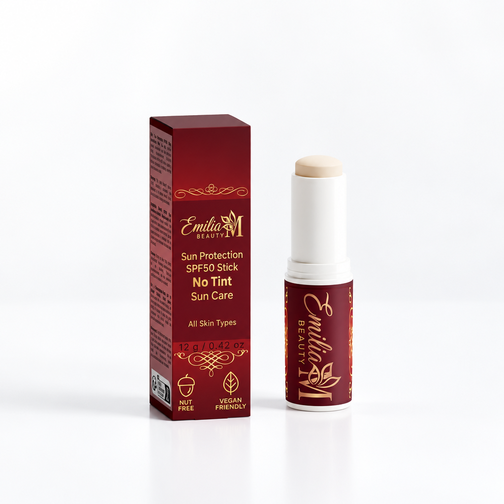 Emilia M Beauty SPF50 Mineral Sunscreen Stick No Tint on a clean white background